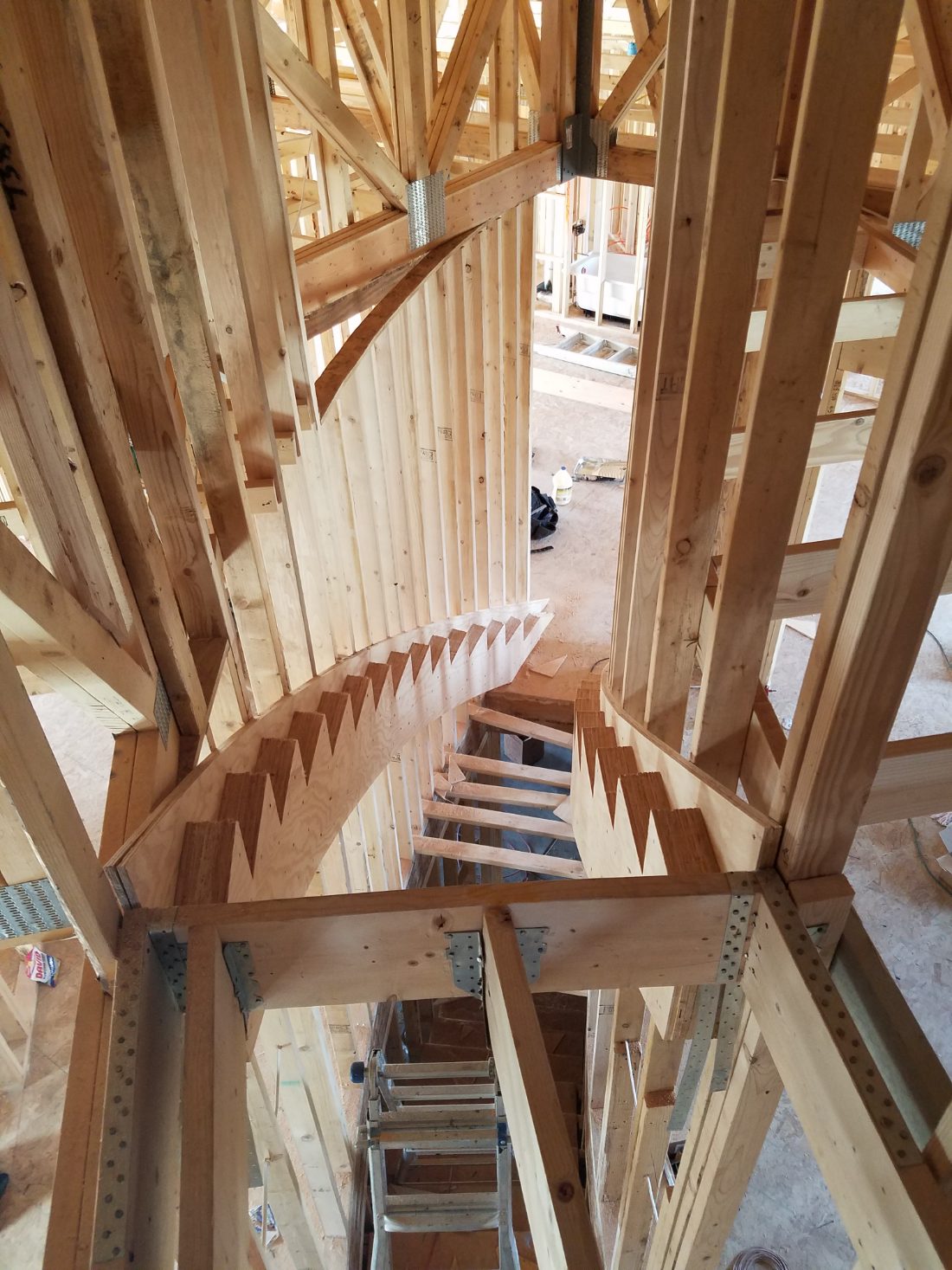 Framing for a curved staircase on a Cornerstone build